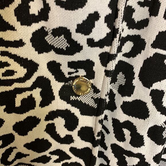Marc New York Black White Leopard Cheetah Print Cardigan Sweater Coat Sz M - Picture 3 of 10